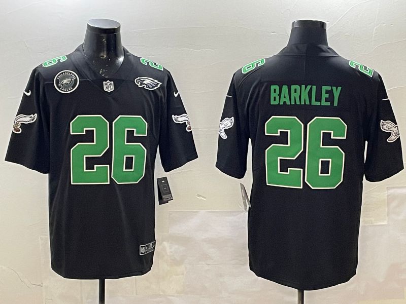Men Philadelphia Eagles #26 Barkley Black green Throwback 2025 Nike Limited NFL Jersey style 3->philadelphia eagles->NFL Jersey
